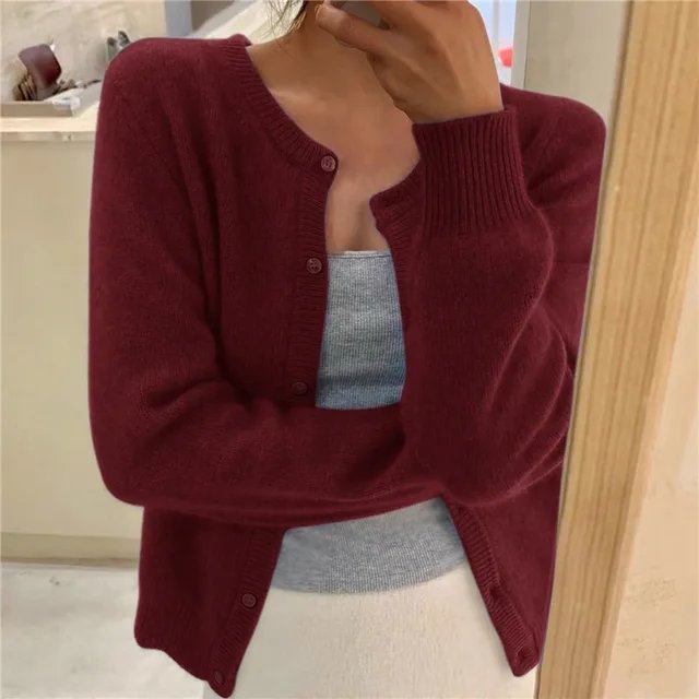 Women Cropped Cashmere Cardigan