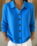 Women Collared Knit Cardigan