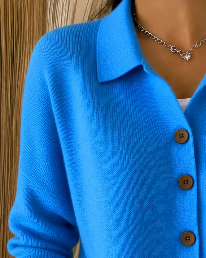 Women Collared Knit Cardigan