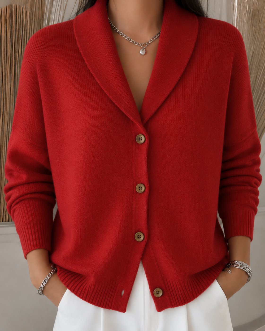Women Collared Knit Cardigan