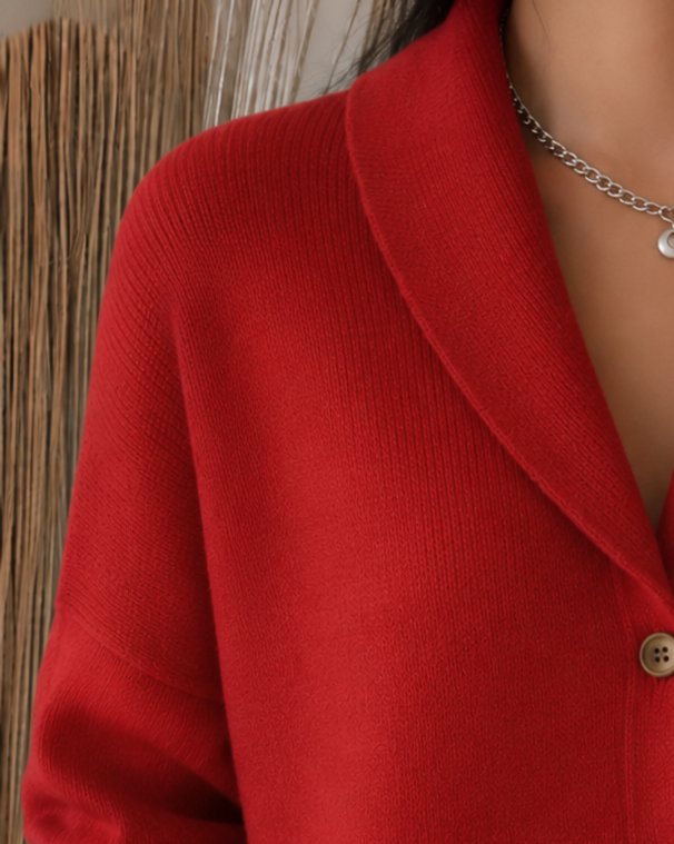Women Collared Knit Cardigan