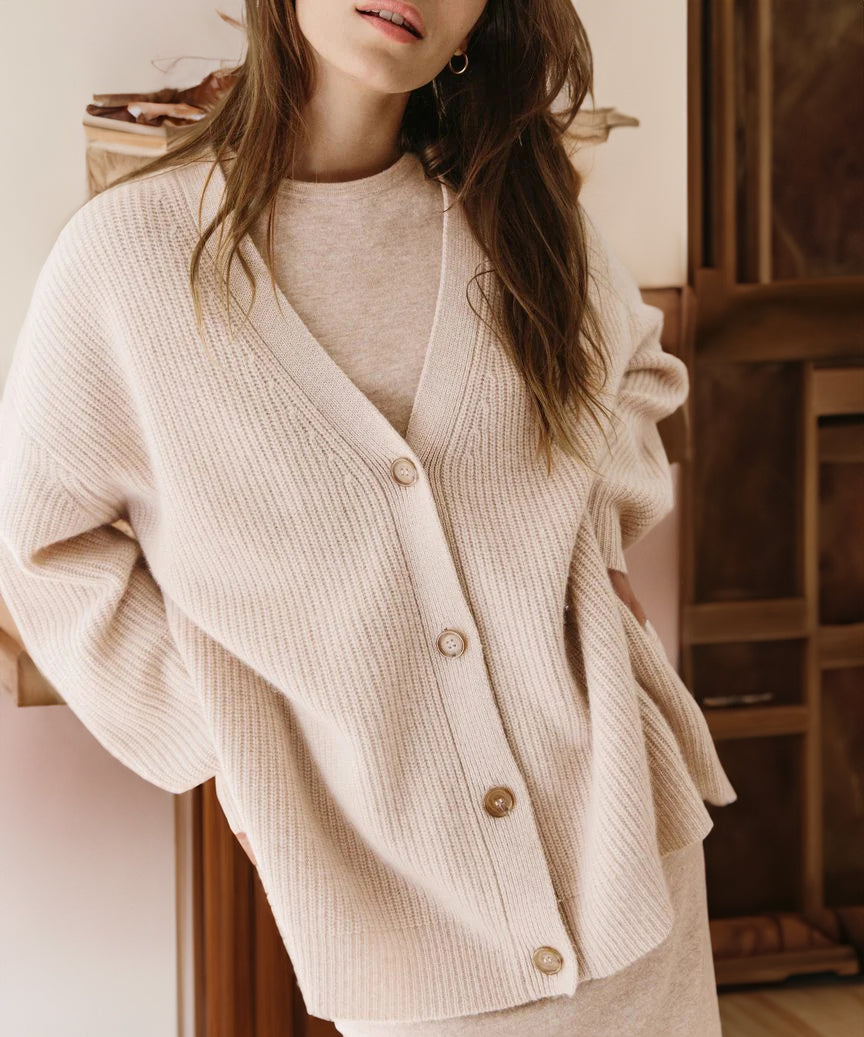 Women Oversized Ribbed Cardigan