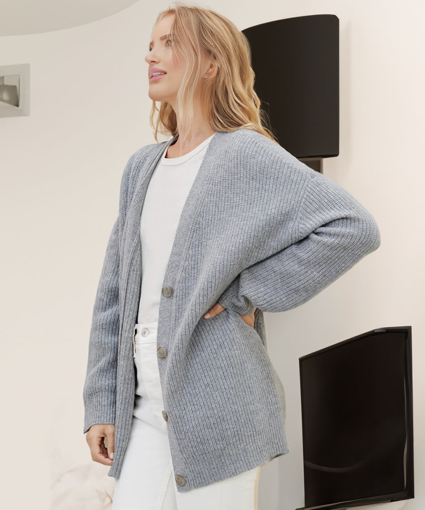 Women Oversized Ribbed Cardigan