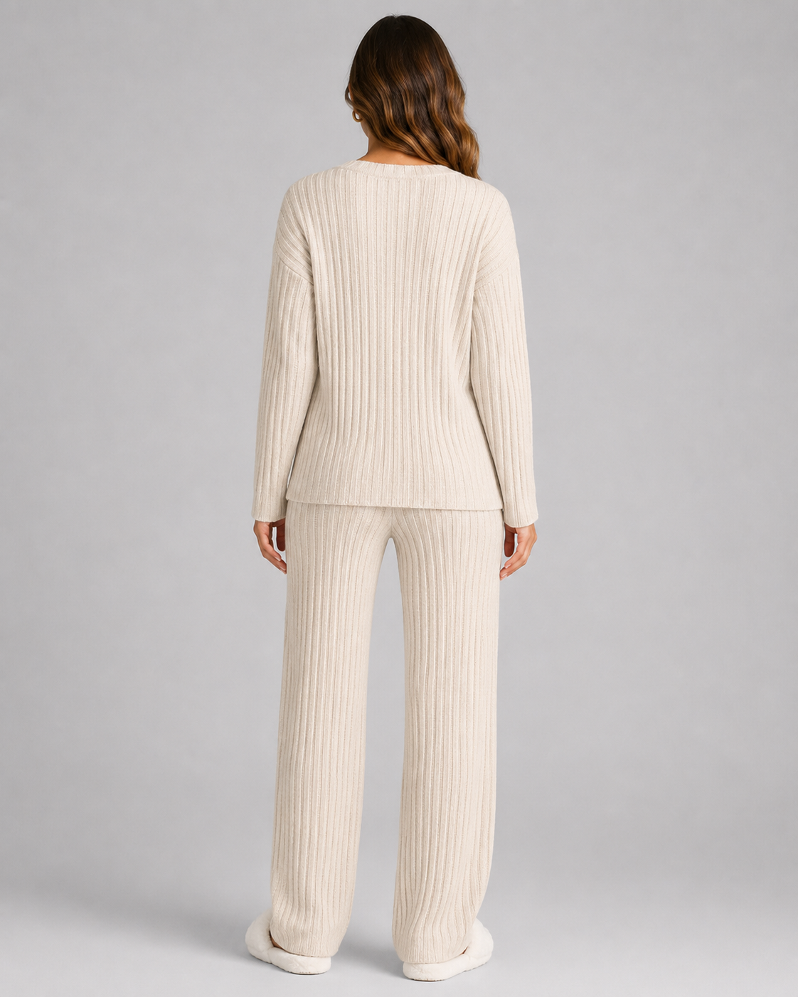 Women 2 Piece Ribbed Knit Lounge Set