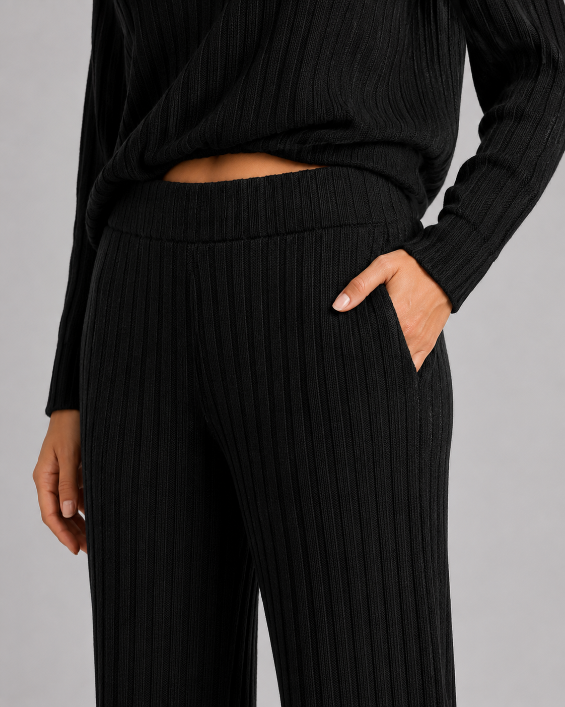 Women 2 Piece Ribbed Knit Lounge Set