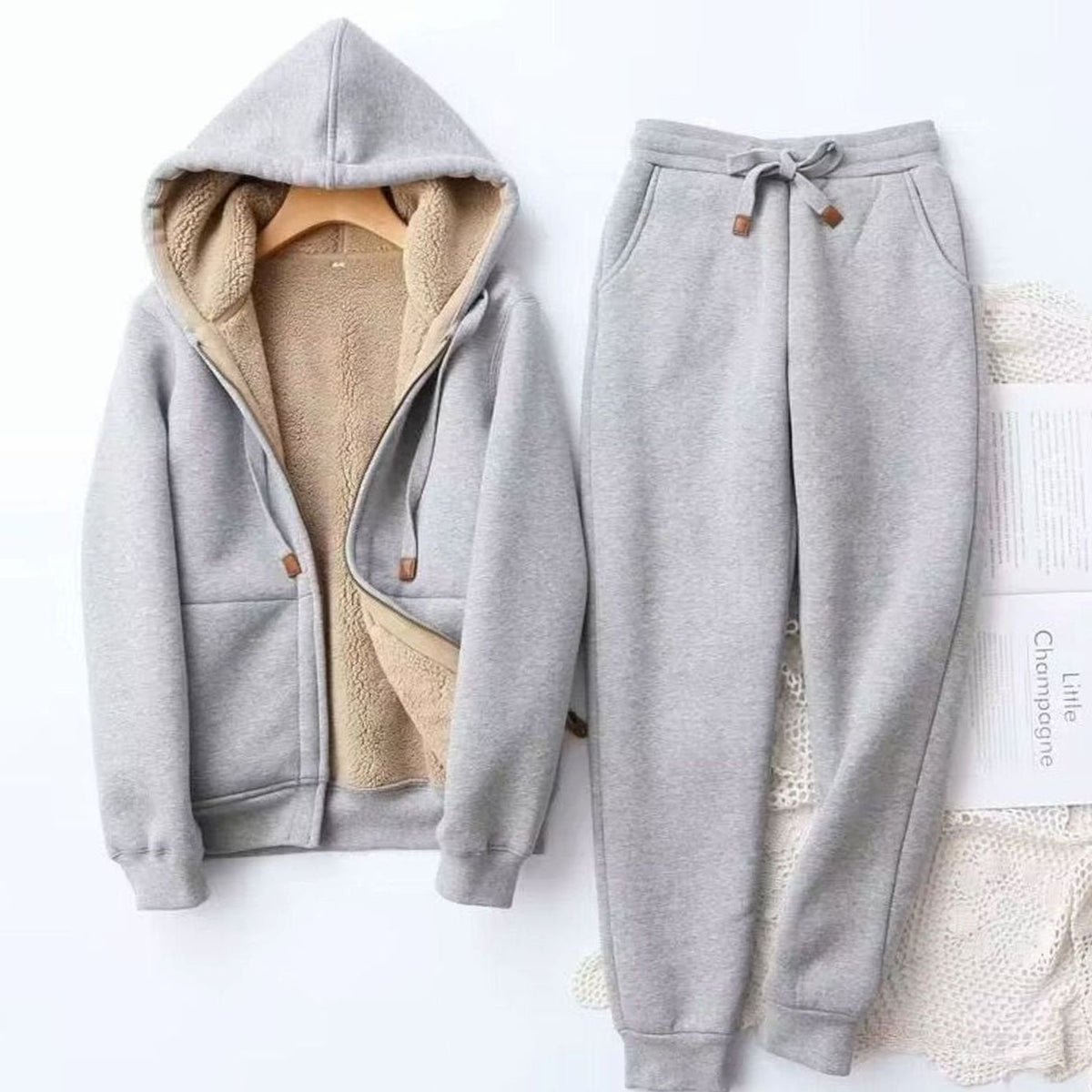 Women 2 Piece Sherpa Jogger Set