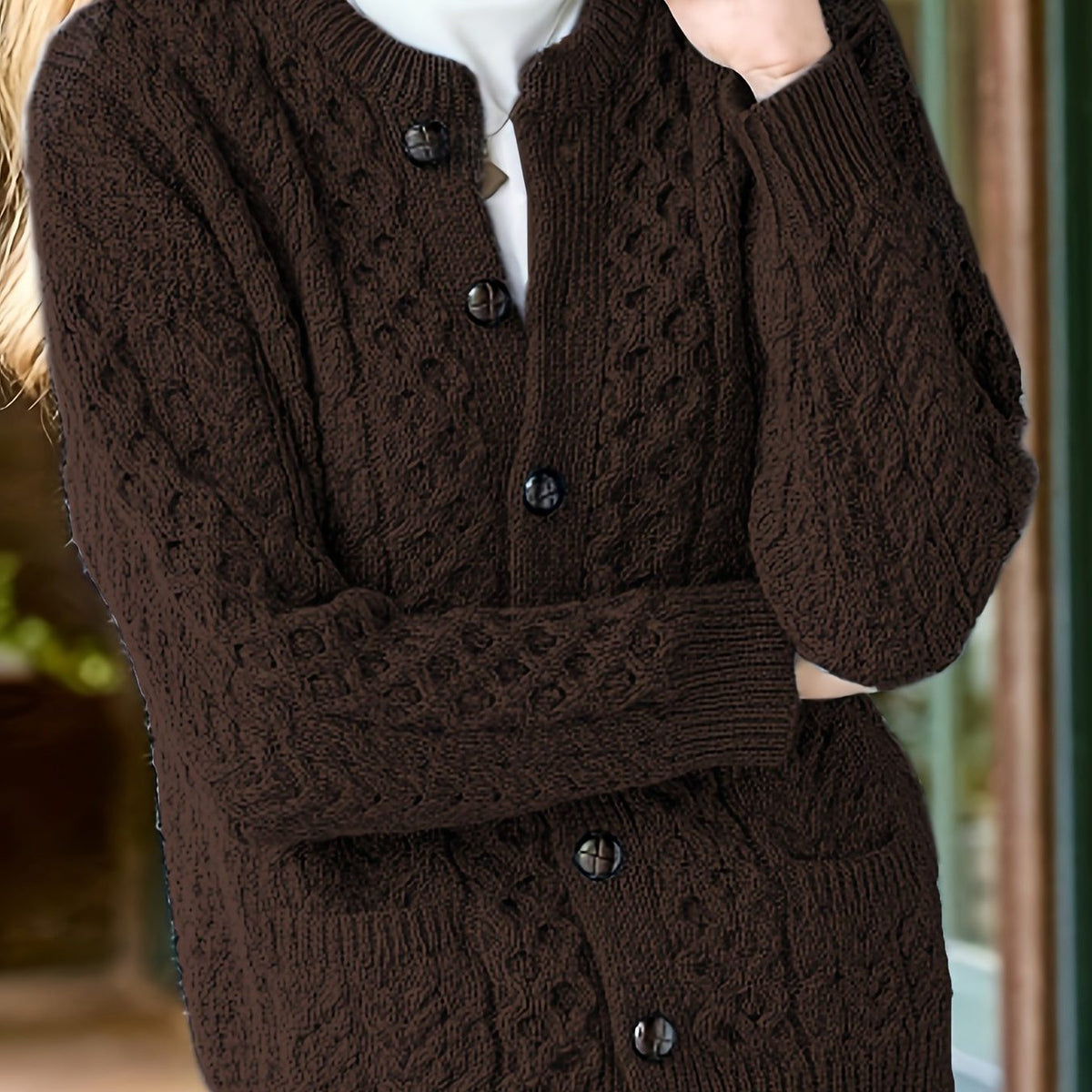 Women Chunky Cable Knit Cardigan
