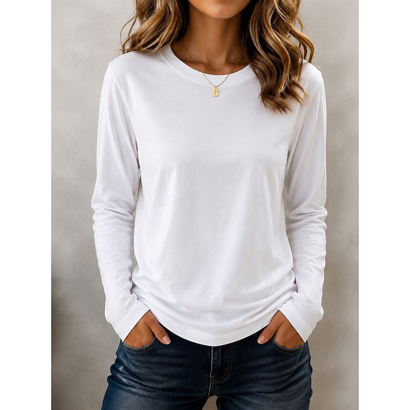Women Long Sleeve Crew Neck Top
